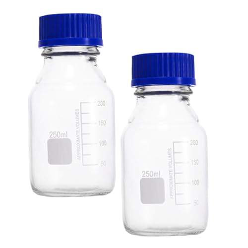 STOBAZA 2Pcs Graduated Storage Glass Bottles for Lab Transparent Sample Containers Reliable and Practical for Efficient Organization and Measurement