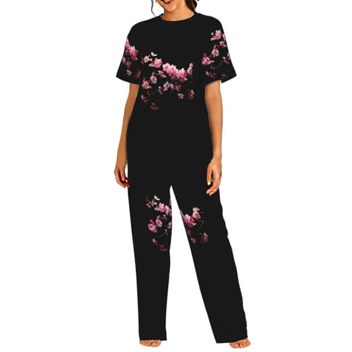 Ensemble de pyjama à manches courtes pour femme imprimé japonais