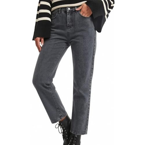 Pantalon ete femme leger fluide jean droit taille haute large