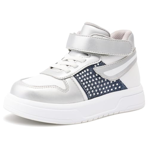 Orthopedic Shoes for Girls with Ankle and Arch Support,Fashion Thick Sole Sneakers with Silver Decoration