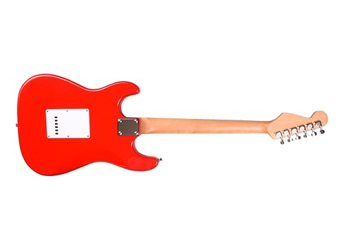 Image of Juarez Electric Guitar 38 inch Strat Style, H-S-S Pickup, 21 Frets, Red Gloss, Maple Neck, Rosewood Fingerboard, Chrome Hardware - with Bag, Tremolo Rod, Cable, Picks & Allen Key