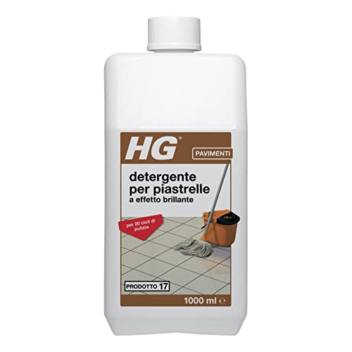 HG Detergente per Piastrelle a Effetto Brillante, Adatto a Pavimenti Piastrellati e in Pietra Naturale, Rimuove lo Sporco e Sgrassa Piastrelle e Fughe, 1 litro
