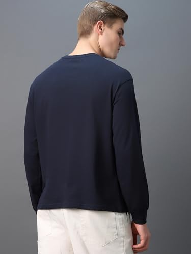 Image of Bewakoof Men's Graphic Printed Oversized Fit Full Sleeve Round Neck Cotton Jersey T-Shirt