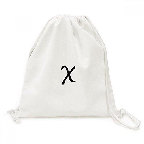 Toile noire drawstring backpack voyage sac avec motif alphabet grec chi