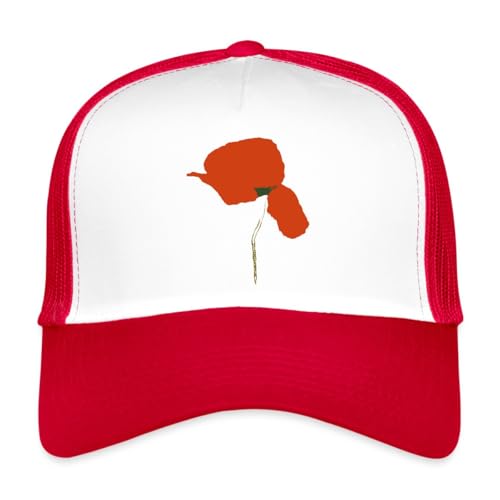 Casquette trucker coquelicot rouge Spreadshirt fleur minimaliste été homme femme