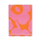 MARIMEKKO Unikko Orange & Pink Frottee Badetuch - Floral Handtücher für Badezimmer - Kultiges Blumenmuster von Maija Isola - 70 cm × 50 cm