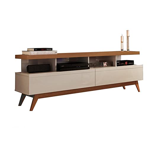 Rack Para TV Até 60 Polegadas 160cm 2 Gavetas 4 Nichos Vivare Giga Móveis Off White/Freijó