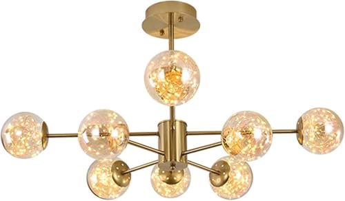 Plafonnier suspendu en verre 16 lumières lustre luxe salon
