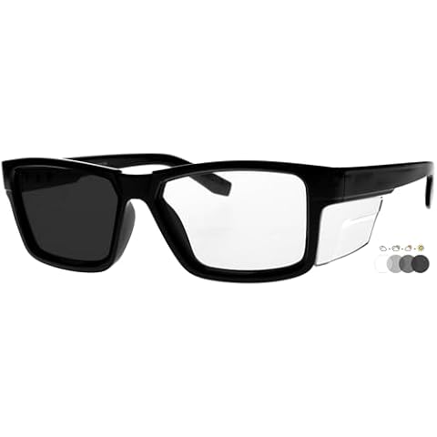PHILLIPS SAFETY Photochromic Safety Glasses T9538s - Transition Safety Glasses - With TR-90 Frame & Integrated Side Shields (Black) Cover