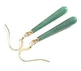 Thin Elongated Aventurine Teardrop Top Drilled Jade Green Color Gemstone Briolette Dangle Earrings -