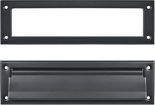 ZAUYX 1 Pack 10inch Matte Black, Solid Brass Heavy Duty Mail Slot with Solid Brass Heavy Duty Inner Frame for Use in Slots for Doors by ZAUYX - Used condition - US$25.25