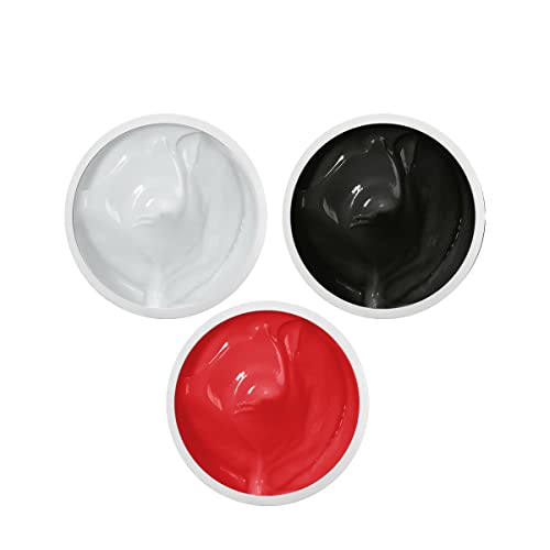 Pack 3 x Gel Painting 5ml - Blanco, Negro, Rojo Decoración Uñas - Nail Art - Economic Nails Cover