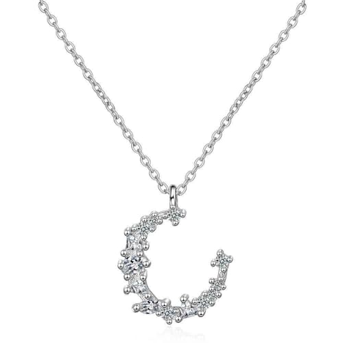 Cristal femme cadeau pendentif colliers lune en argent précieux