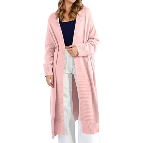 Cardigan long capuche tricot motif gilet maille femme chaud