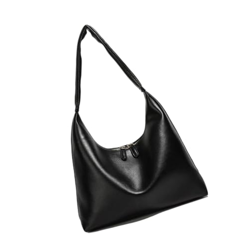 Sac à bandoulière hoboes femme noir cuir synthétique souple zippé grand format avec organiseur