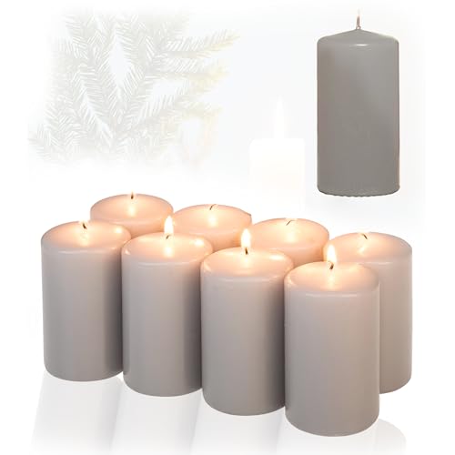 Candelo 8er Set Premium Stumpenkerzen Weihnachten Ambiente Kerzen...