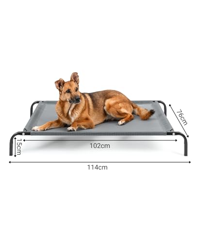 Lionto Lettino Rialzato Per Cani Ideale Per Giardino E Outdoor, (L) 114X76 Cm Grigio - 5