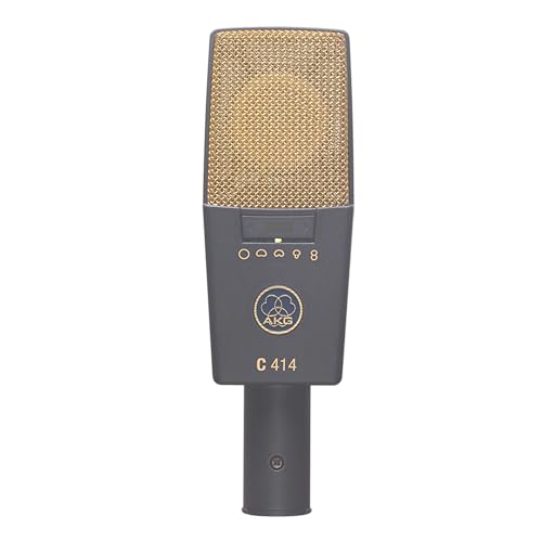 Image of AKG Pro Audio C414 XLS Studio Grade Professional Large Diaphragm Vocal and Instrument Condenser Microphone with Rugged Aluminum Carrying Case. XLR Connector. Gray with Gold