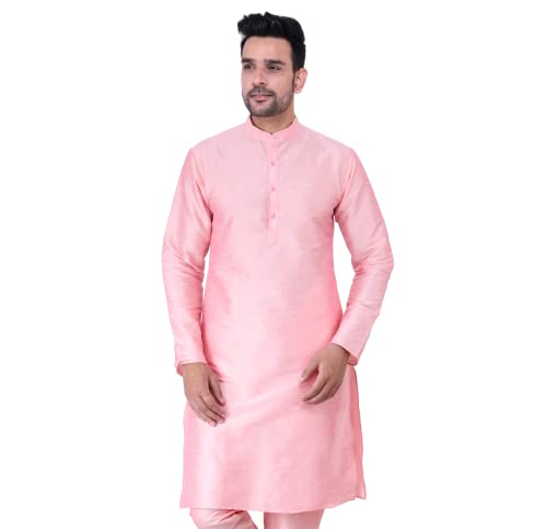 Image of Sadree Men's Silk Blend, Knee Length, Full Sleeve, Mandrin Collor, Solid Style, Attractive Colour, Solid Plain Kurtas