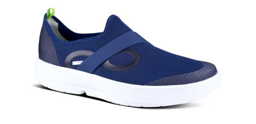 OOFOS OOmg Low Recovery Shoe, White & Navy - Men’s Size 10.5