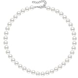 KOSMOS-LI 10mm Simulated Glass Pearl Necklace 16inch Strand Pearl Jewelry