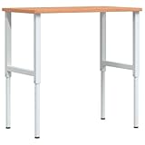 vidaXL Banco da Lavoro 100x60x(71,5-98) cm Legno Faggio Rettangolare, tavolo da lavoro, postazione da lavoro, banco da lavoro in metallo