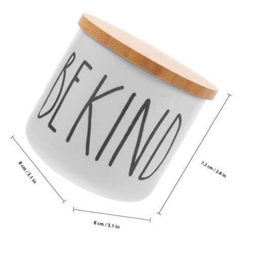 Envase cerámico con tapa hermética de madera blanco miniatura 2