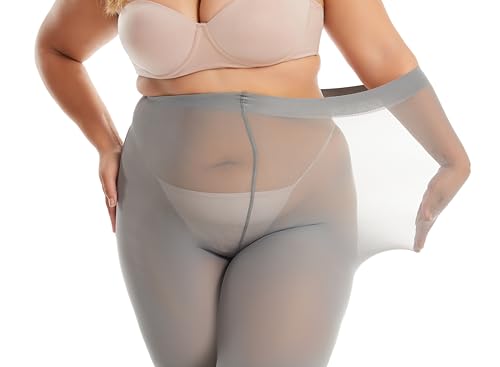 Image of Frola Plus Size Tights for Women Semi Opaque Control Top High Waist Stockings 60 Denier Women's Pantyhose 2X 3X 4X 5X