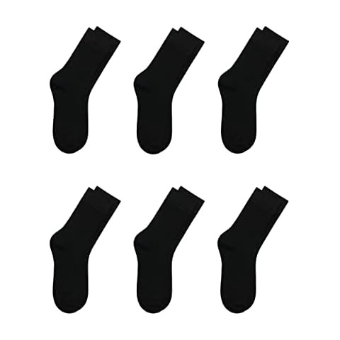 Sakusock Rayon Viscose Bamboo Kids School Uniform Dress Socks Unisex Soft Crew Youth Socks 6 Pairs (Black, 11-15 Years) Cover