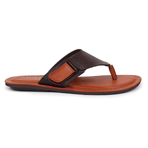 Image of FAUSTO Mens Slip On Sleek Desgined Casual Flip-Flops | Indoor & Outdoor Thong Slippers With Buckle Strap