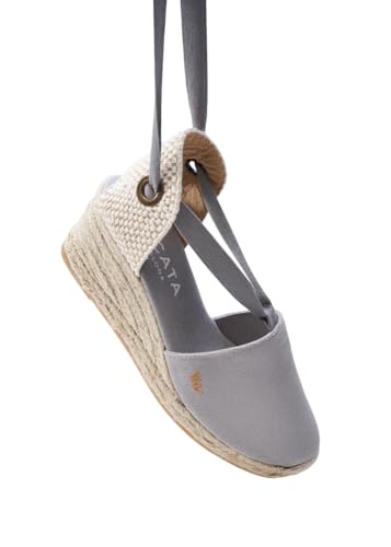 VISCATA Escala Espadrille Canvas Wedges with Sleek Ankle Laces Women's Lace Up Shoes Handmade in Spain Organic Cotton Canvas and 100% Natural Jute Midsole for All Occasions