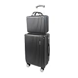 Mala de Bordo 10kg com Frasqueira Bagagem de Mão Expansivel Aprovada ANAC com 4 Rodas duplas 360° Cadeado AntiFurto TSA Mala de Viagem Alça Lateral com Divisória, Leve Resistente (Preto)
