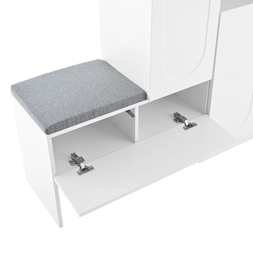 Zapatero 2 en 1 Moimhear con puertas plegables abovedadas y compartimentos regulables 7