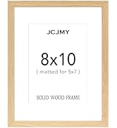 JCJMY 8x10 Picture Frame, Solid Wood Frame, Display 5x7 with Mat or 8 x 10 without Mat, Wooden 8 ...
