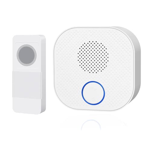 SURNICE Funkklingel Batteriebetrieben, IP44 Funk Türklingel Set, Aussen Wasserdicht Haustür Klingel, 300m Reichweite, 4 Lautstärkestufen 38 Klingeltöne, LED Blinkt, 1 Empfänger & 1 Sender, Weiß