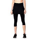 Dona Jo Official Skirted Capri with Built-in deep Smart Phone Pockets on Both Sides, Made with Light 5-Way Stretch Material (Black Size 1 (0-8))