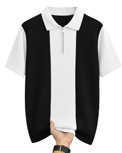 Image of AUSK Women's Zip Neck Polo T-Shirt | Half Sleeve Color Block Smart Casual Top | Ideal for Work, Travel Top for Womens