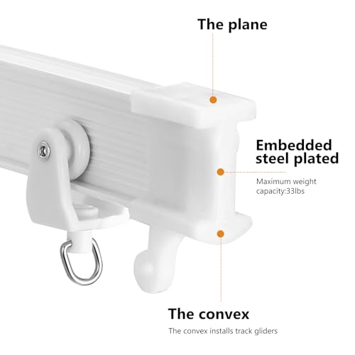 Flexible Decken-Vorhangschiene Deckenmontage, 3 Meter Biegbare Gardinenschiene mit stummen Rollen, Curtain Rail für Vorhänge Duschvorhang Krankenhaus Wohnmobil Raumteiler Vorhang Schienensystem
