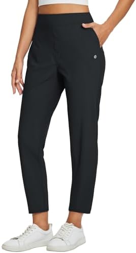 baleaf Womens Travel Pants Petite Stretch with Pockets Golf Ankle Dress Work Business Casual Slacks Fall Joggers Black L