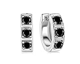 Moissanite Hoop s Men, Lab creó Black Diamond 925 Sterling Silver 4.5 mm Huggie Masculino, Joyas de San Valentín de Oro Chapado en Oro de 18k para Hombres Marido