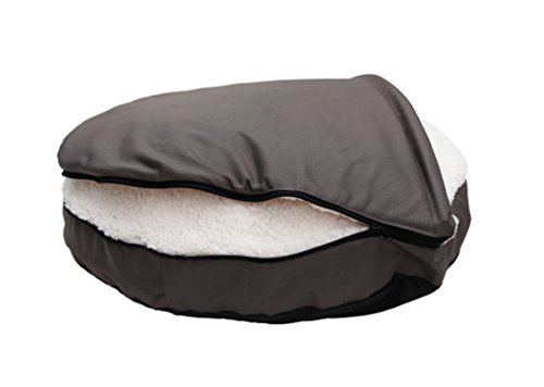Long Rich Durable Oxford To Sherpa Pet Cave And Round Pet Bed, 25", With Removable Top And Insert, By Happycare Textiles #TOP3
