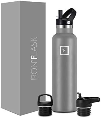 IRON °FLASK Sports Water Bottle - 32 oz, 3 Lids (Straw Lid) - Leak Proof, Durable Double Walled Stainless Steel - Gym Bottles for Men, Women & Kids - Insulated Thermos, Hot & Cold Hiking Canteen