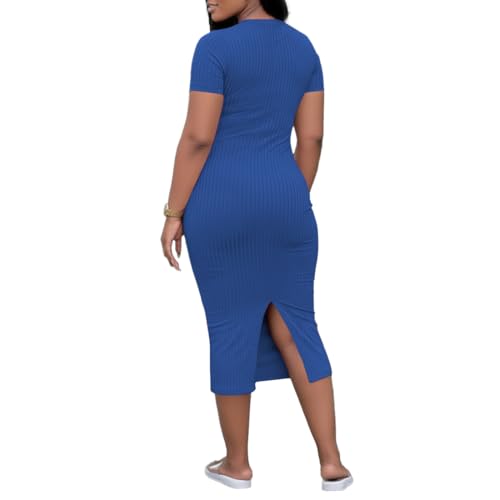 Image of TOPSRANI Women Sexy Midi Dress Bodycon Casual Sleeveless Basic Ruched Tank Summer Club Party Dresses