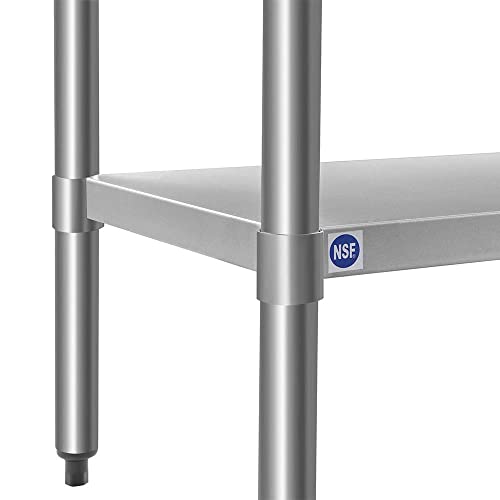 Rockpoint Stainless Steel Table For Prep & Work With Backsplash 30X24 Inches, Nsf Metal Commercial Kitchen Table With Adjustable Under Shelf And Table Foot For Restaurant, Home And Hotel #TOP5