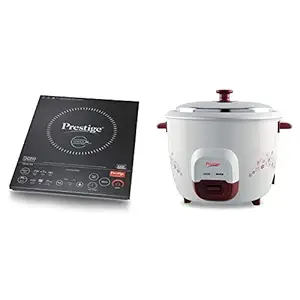 Prestige Induction Cooktop PIC 6.1 V14 + Prestige PRWO 1.8 Litre Red Colour Rice Cooker