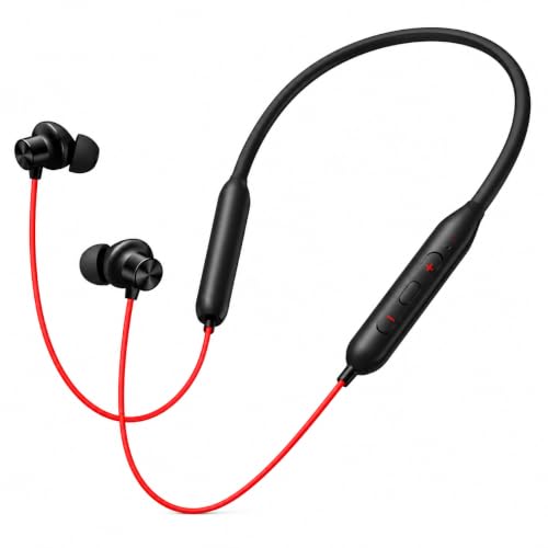 Image of Compatible with Oneplus Bullets Z3 Wireless Earphones Neckband with 12.4mm Bass Drivers, 3D Spatial Audio, AI Noise Cancellation, Long Battery (Red)
