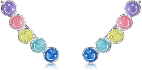 Boucles d'oreilles arc-en-ciel en argent sterling 925 émail