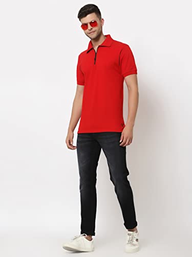 Image of UZARUS Men's Solid Cotton Regular Fit Polo T-Shirt