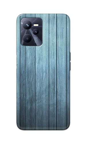 Image of Printed Hard Back Cover Case for Realme C35 Back Cover (Wooden Blue) -702
