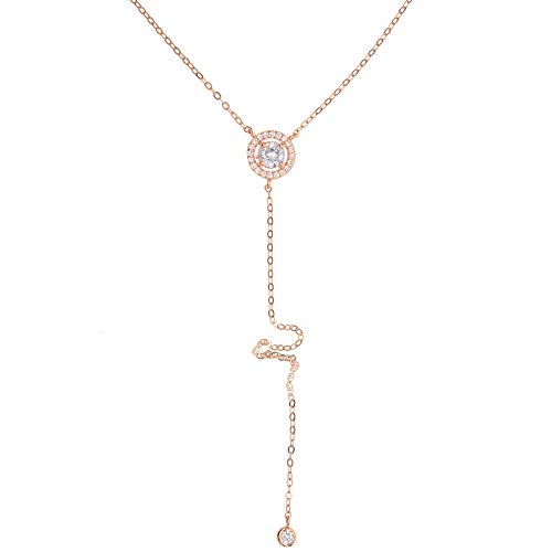 925 Collier en Argent Cercle Long Strip Pendant pour Fille et Femme